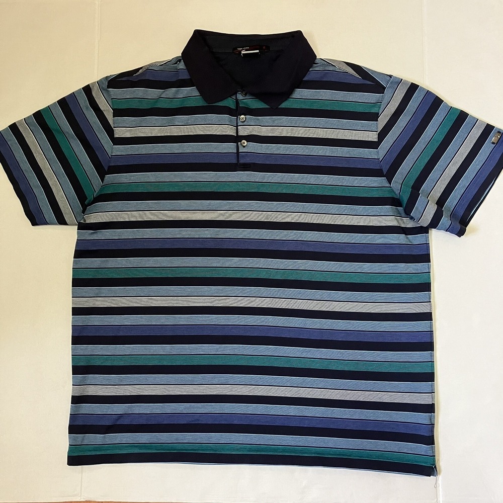 Tiger Woods‎ Golf Shirt Multicolor Stripes Collared Size XXL cotton Blend Shirt